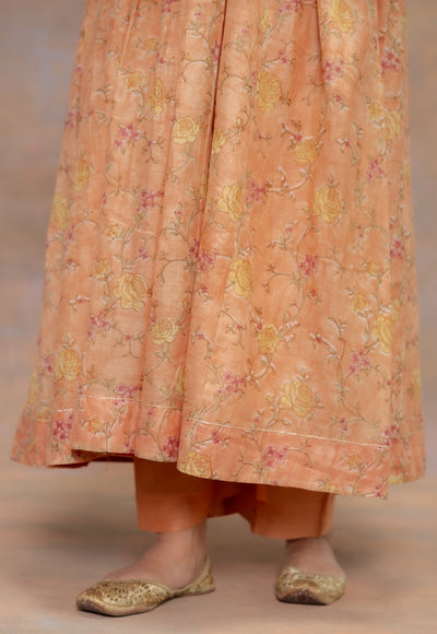 Yashi Orange Solid Chanderi Silk Straight Pant