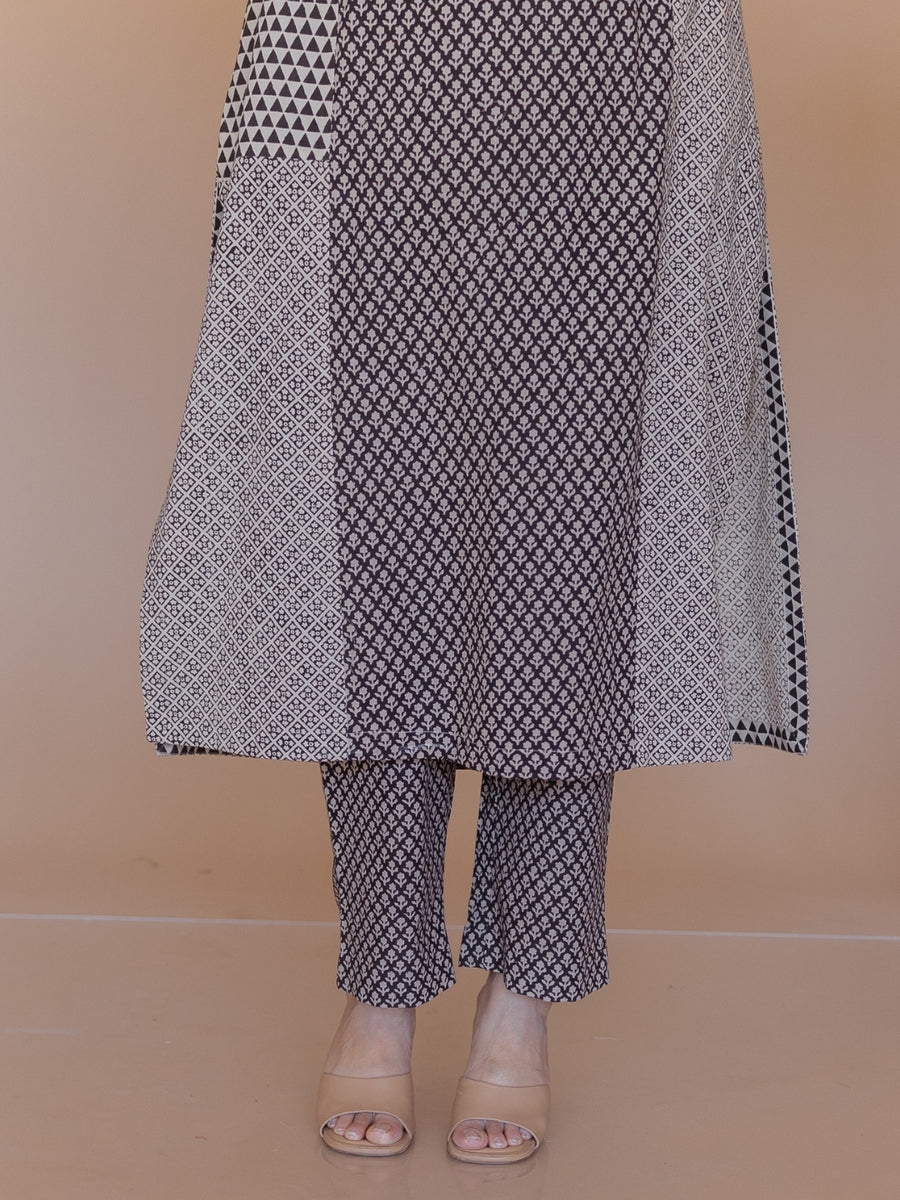 Prita Black Bagru Cotton Narrow Pant