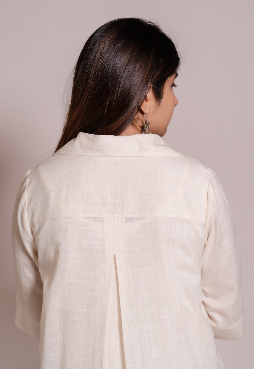 Off White Solid Slub Cotton Straight Kurta - DyeVerse