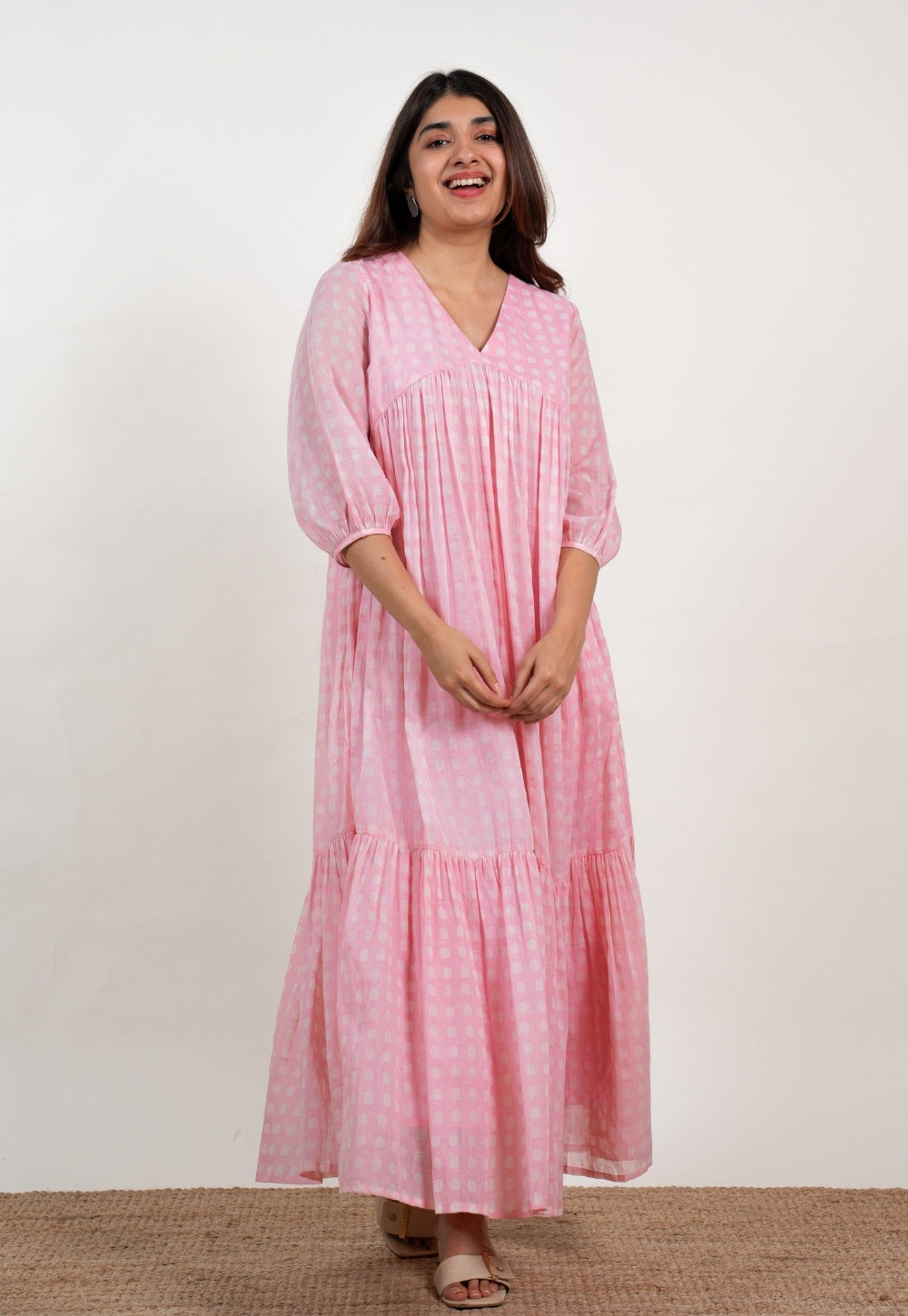 Alice Pink Batik MulMul A Line Dress