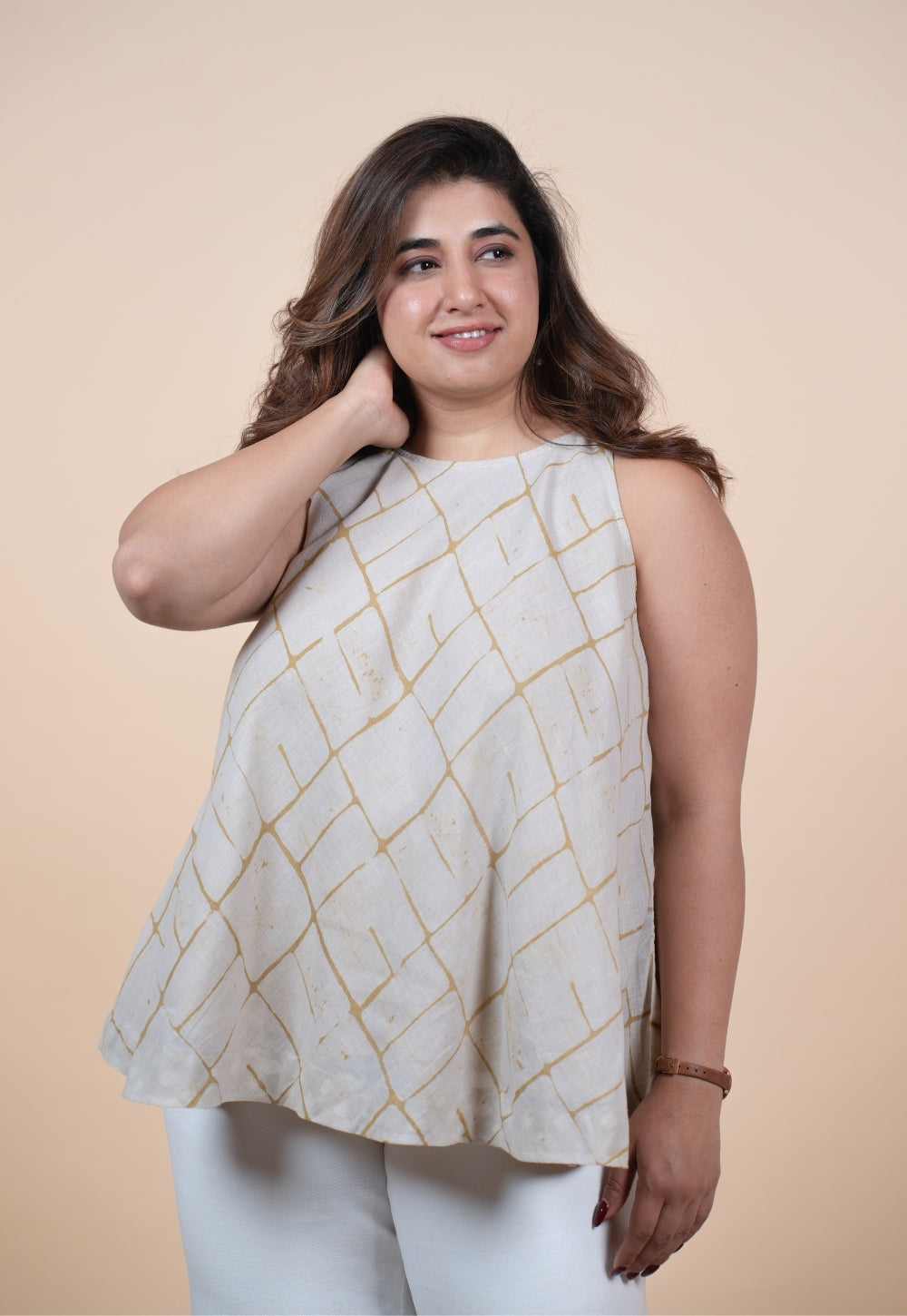 Parveen Green Batik MulMul A Line Short Top