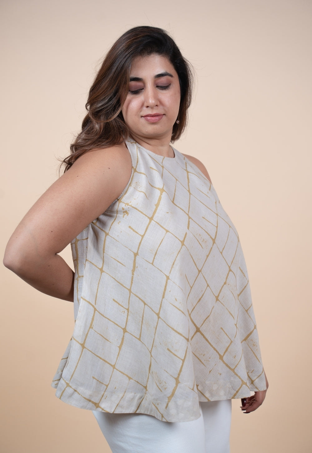 Parveen Green Batik MulMul A Line Short Top