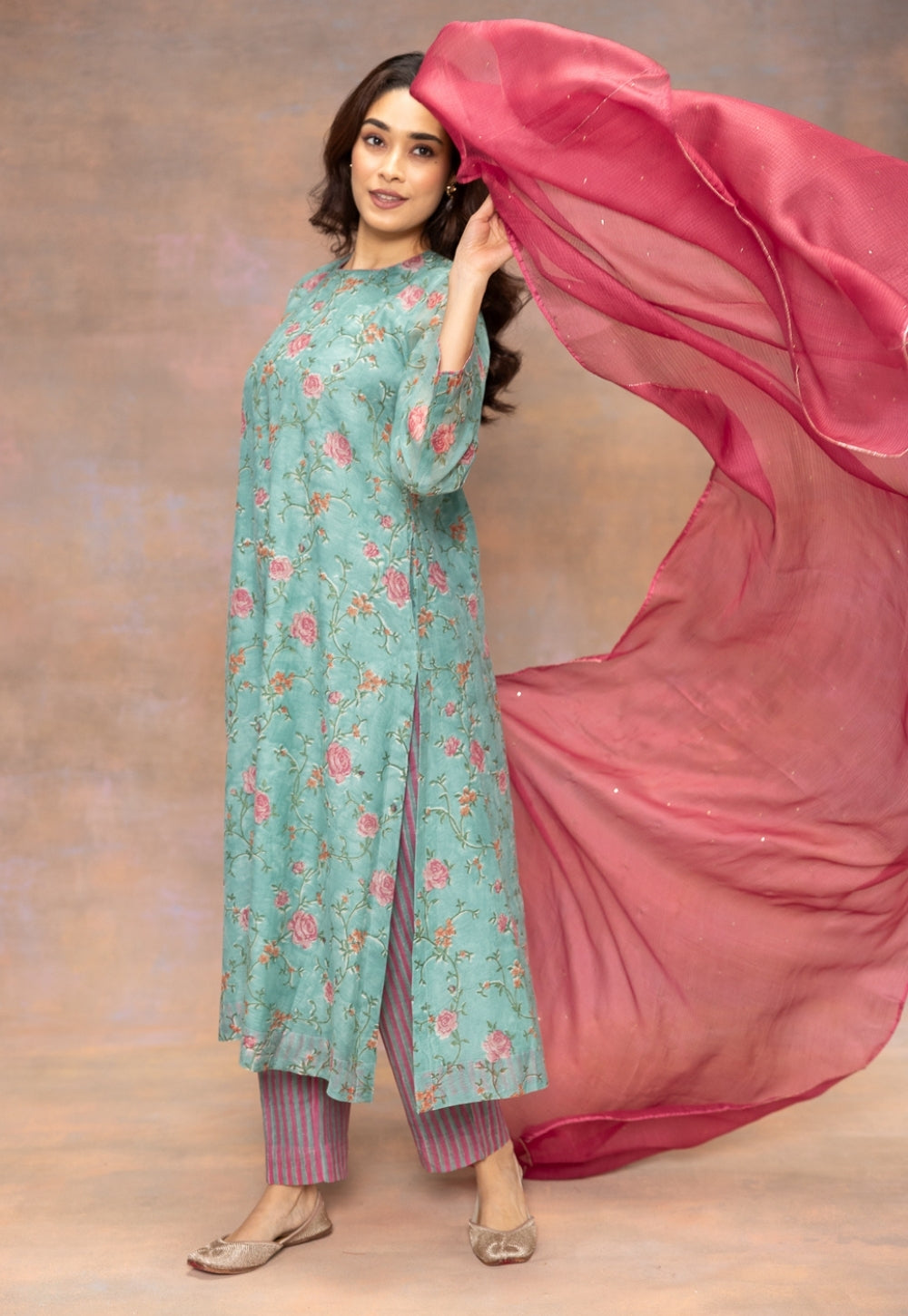 Rosalia Blue Sanganeri Chanderi Silk Narrow Pant
