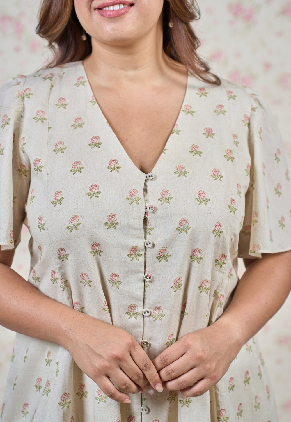Leah Grey Butti Sanganeri Mul Cotton A Line Dress