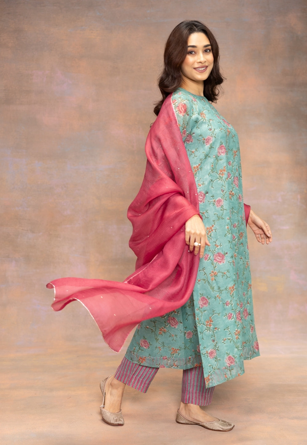 Rosalia Blue Sanganeri Chanderi Silk Narrow Pant