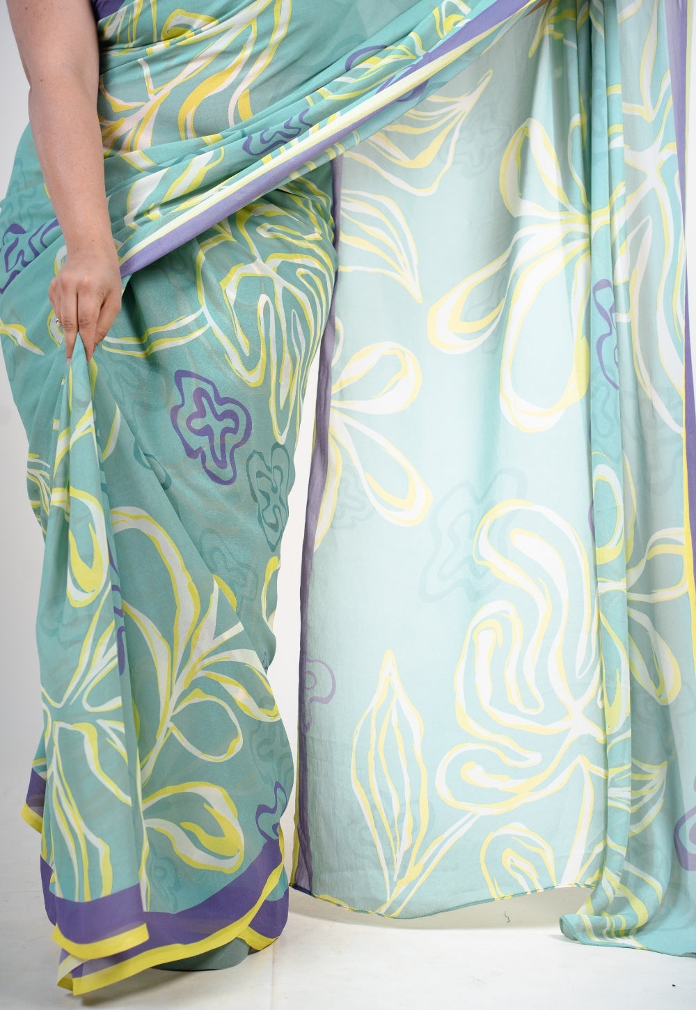 Fiyana Mint Green Georgette Printed Saree