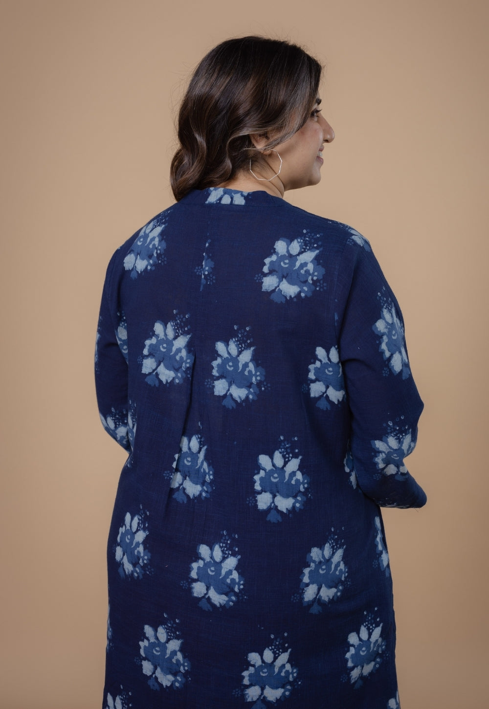 Harshi Blue Dabu Slub Cotton Straight Co-Ord Set