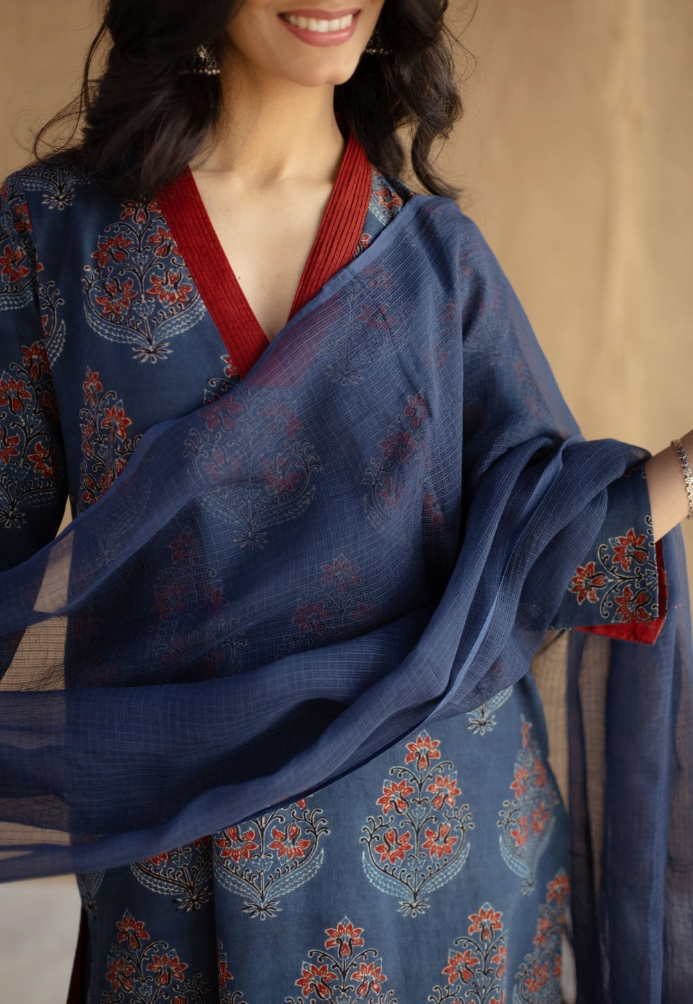 Indigo Solid Kota Doria Cotton Dupatta