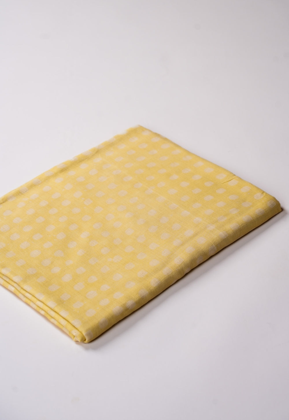 Yellow Small Box Batik Handblock Printed Mul Fabric
