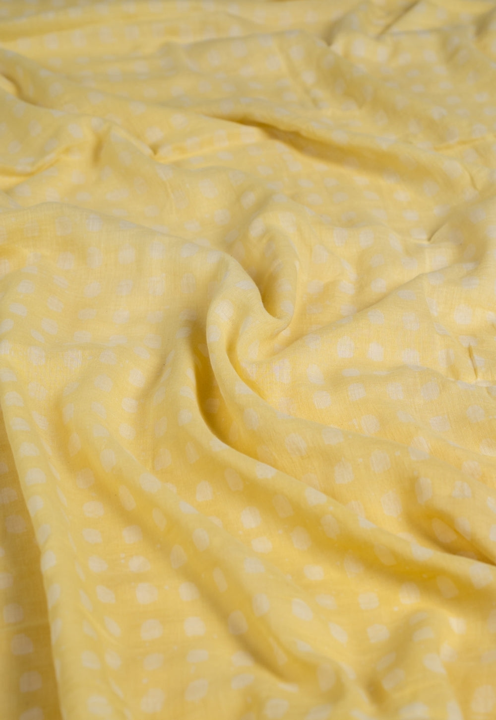 Yellow Small Box Batik Handblock Printed Mul Fabric