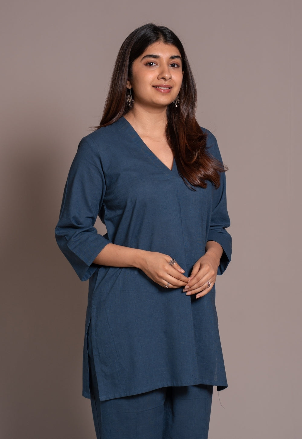 Indigo Solid Slub Cotton Co-Ord Set - DyeVerse