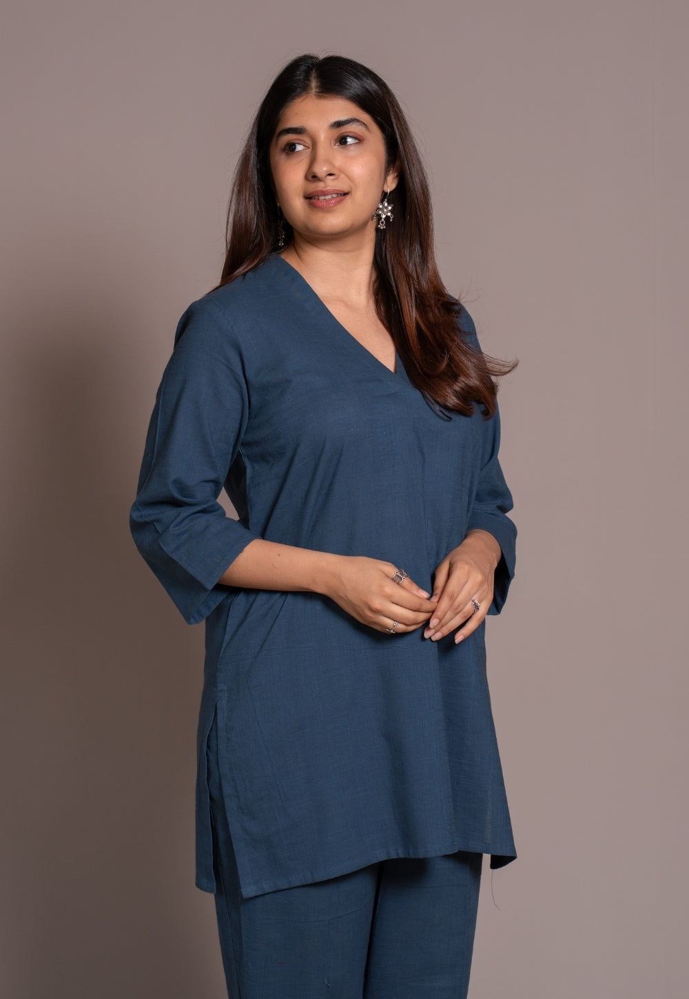 Indigo Solid Slub Cotton Co-Ord Set - DyeVerse