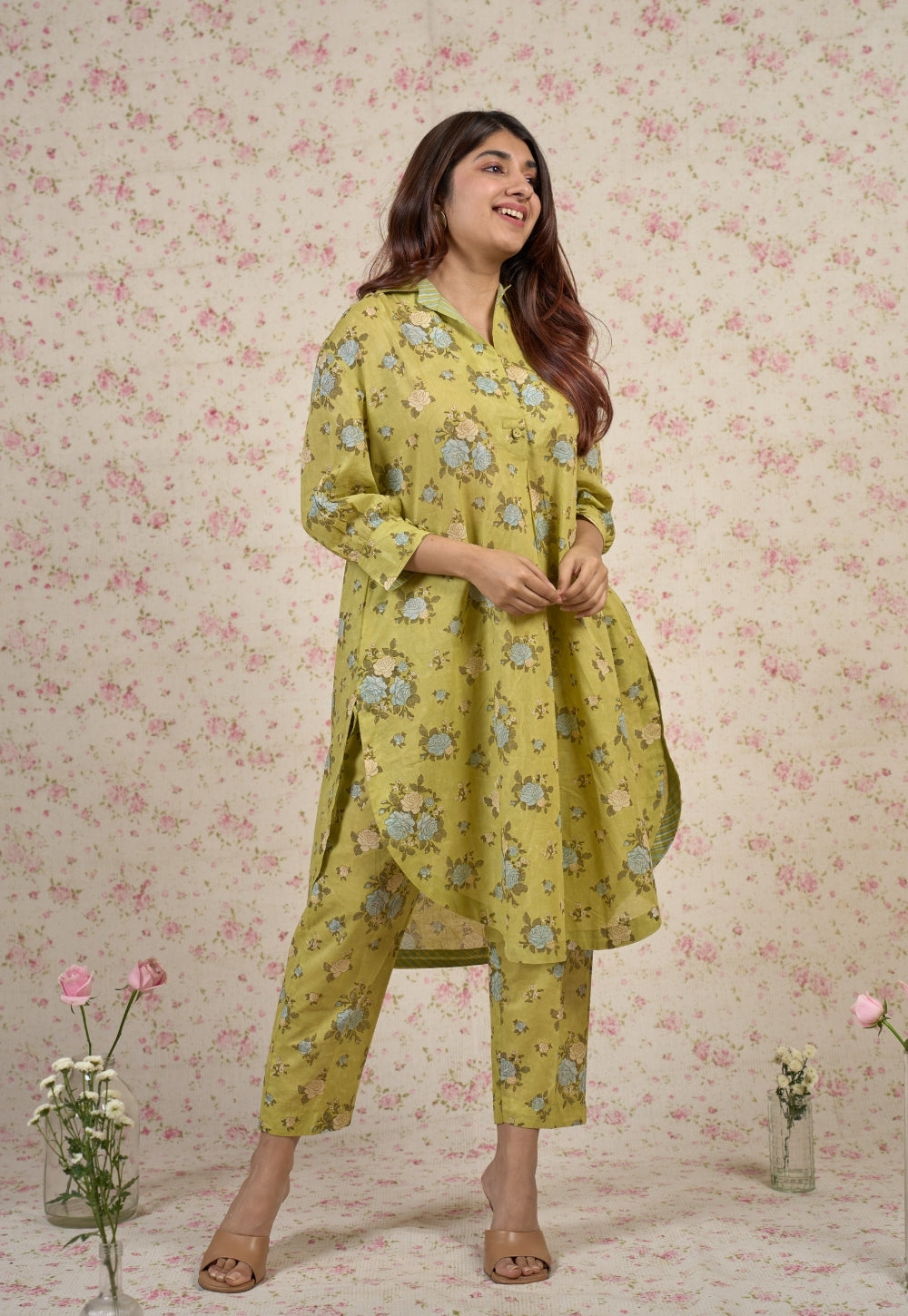 Grace Sanganeri Mul Cotton Straight Co-Ord Set