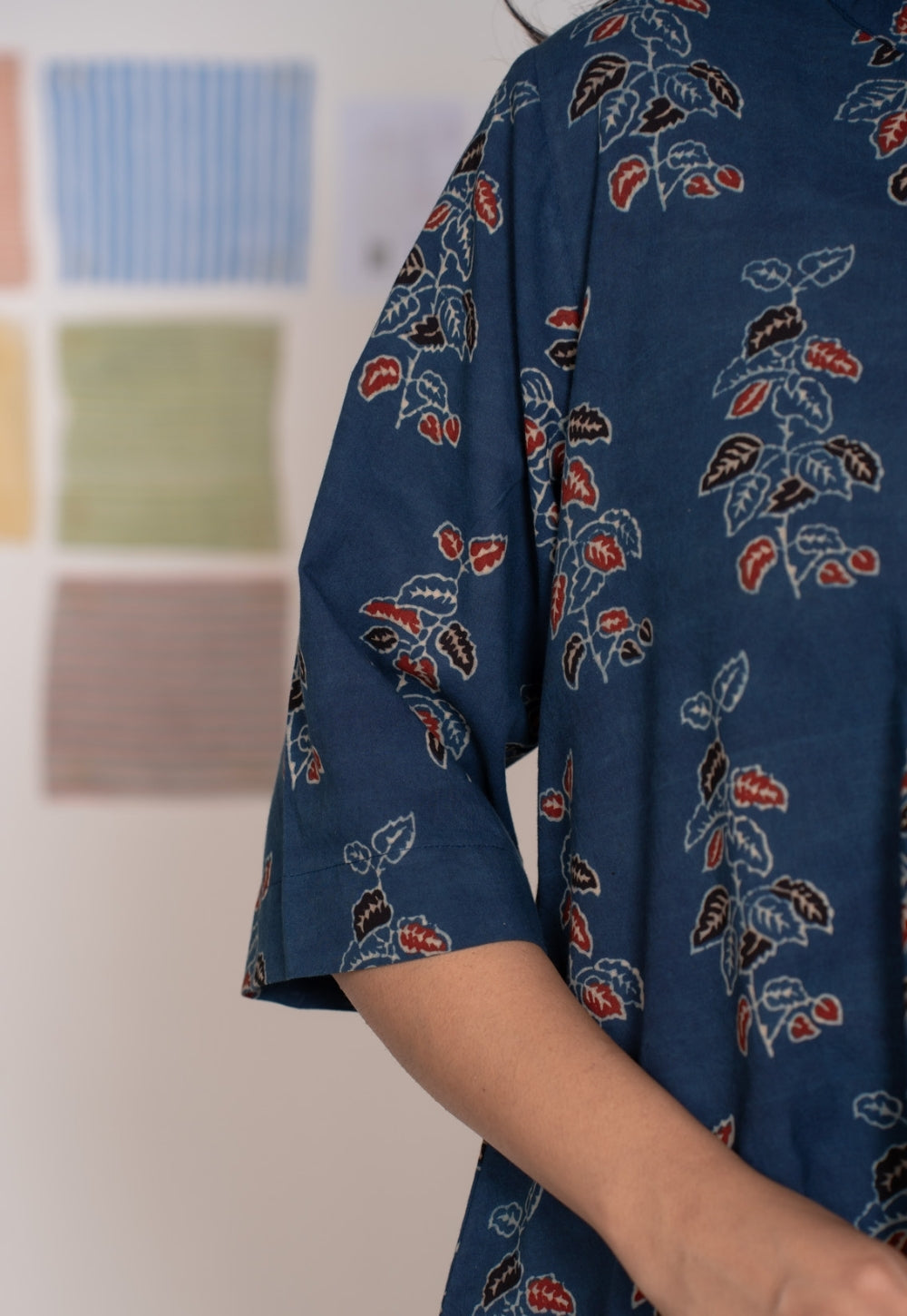 Ruby Blue Ajrakh Cotton A Line Short Top