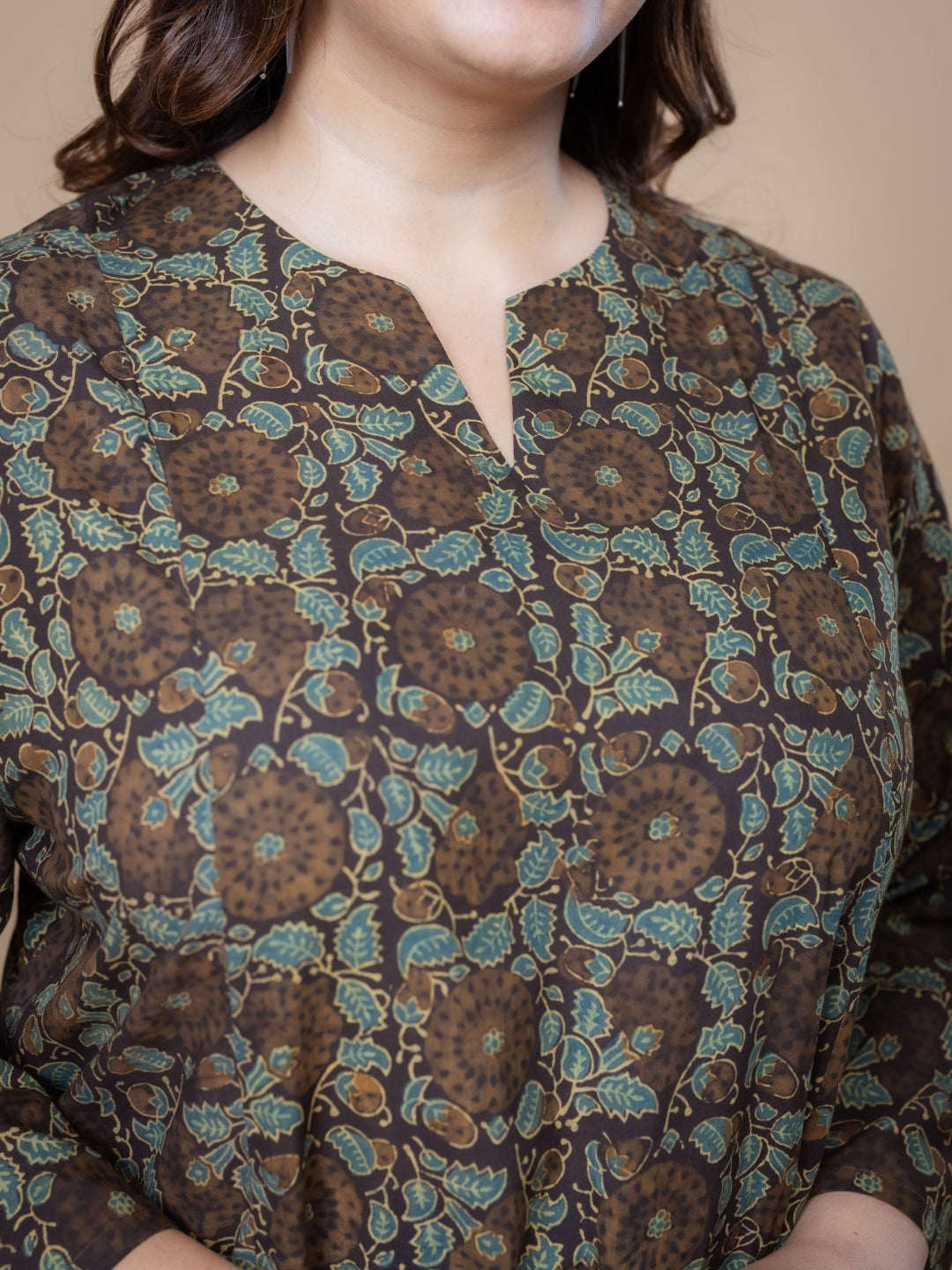 Malika Brown Ajrakh Cotton Kali Kurta