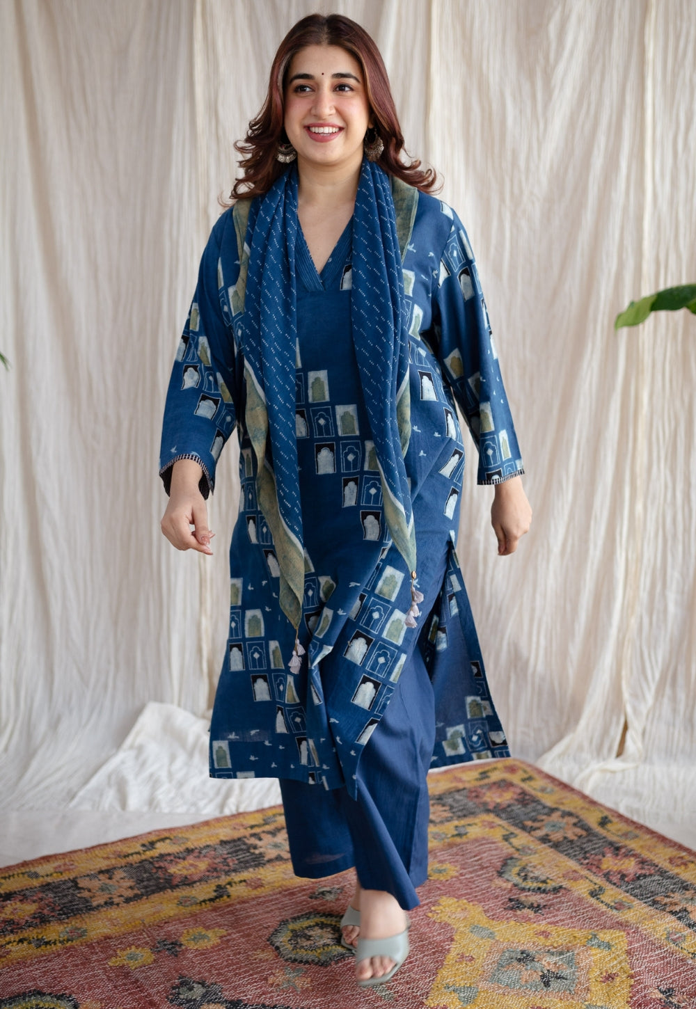 Jaipur Jharoka Ajrakh Cotton Kurta