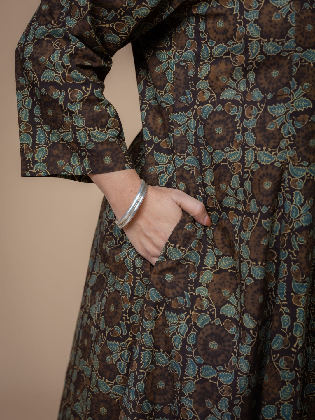 Malika Brown Ajrakh Cotton Kali Kurta