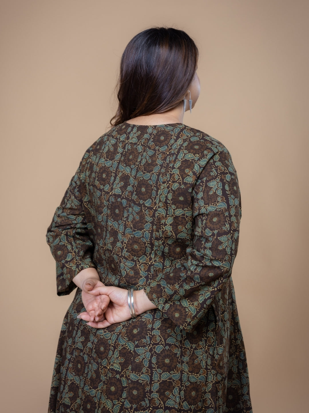 Malika Brown Ajrakh Cotton Kali Kurta