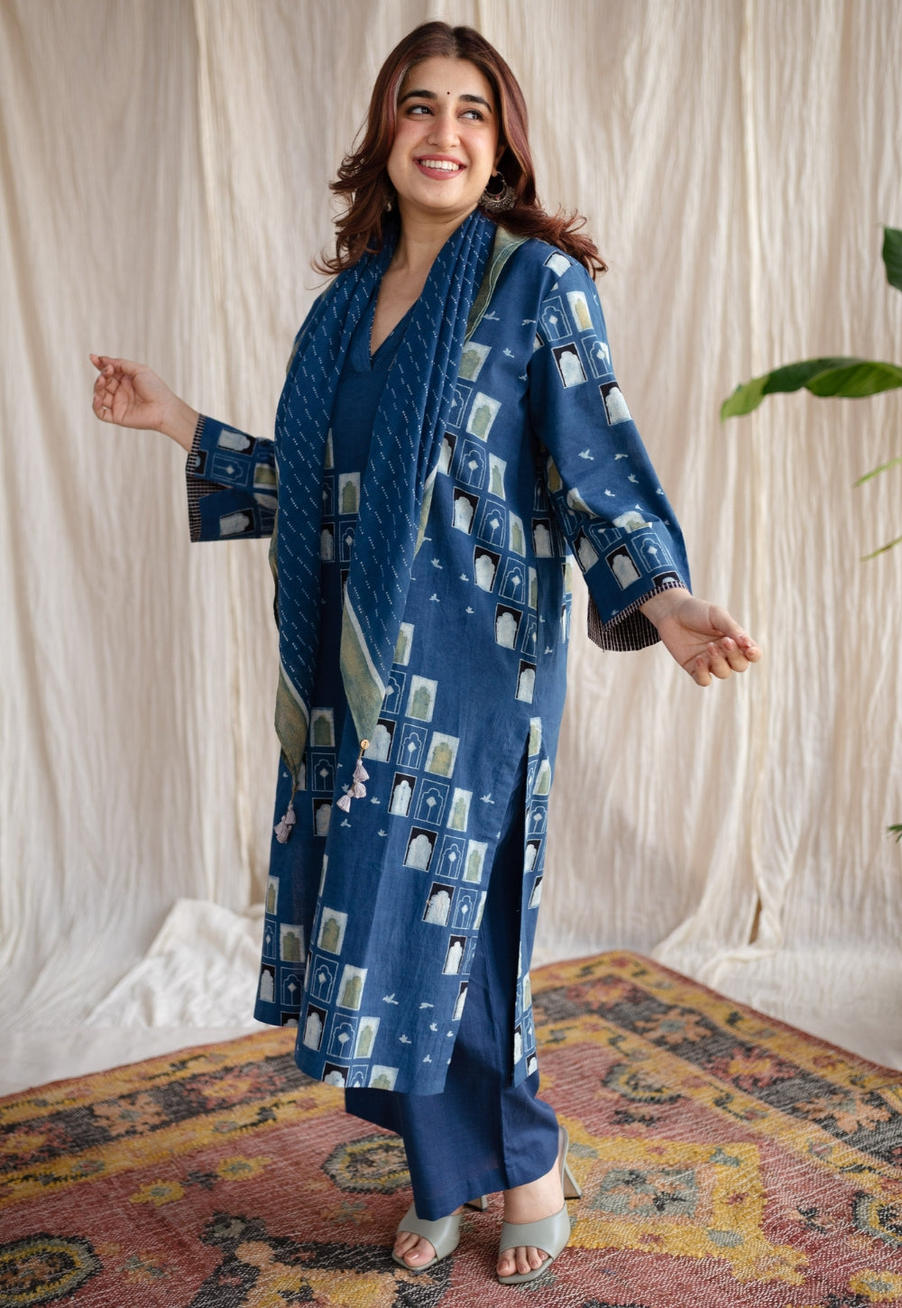Jaipur Jharoka Ajrakh Cotton Kurta