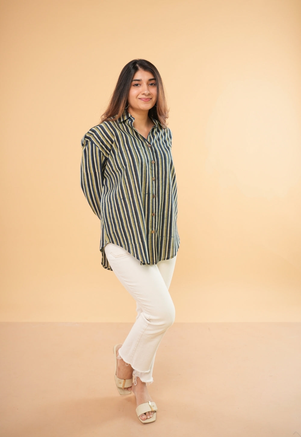 Ruhi Blue Ajrakh Cotton Straight Shirt
