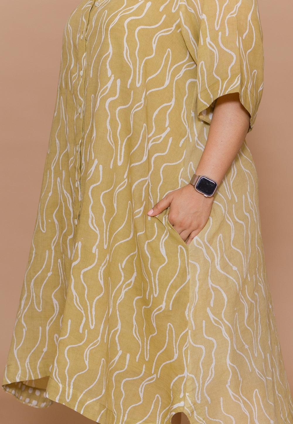 Zuria Green Batik MulMul A Line Dress