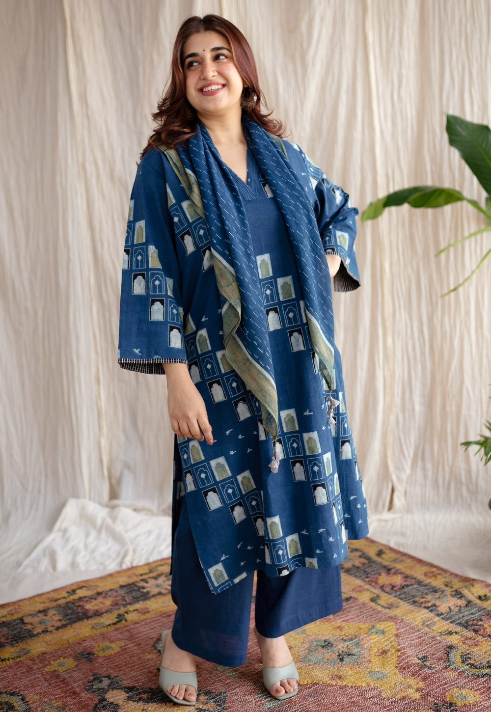 Jaipur Jharoka Ajrakh Cotton Kurta