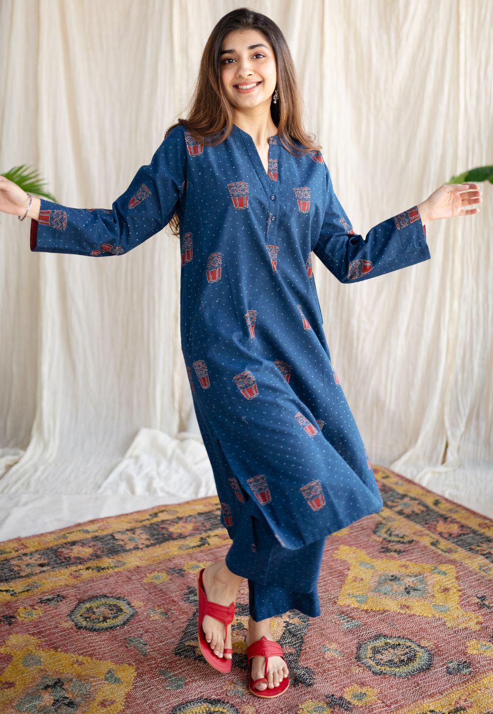 Bombay Irani Chai Indigo Ajrakh Cotton Kurta