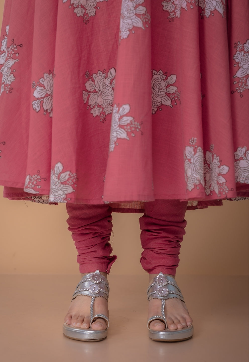 Miral Pink Solid Slub Cotton Churidar