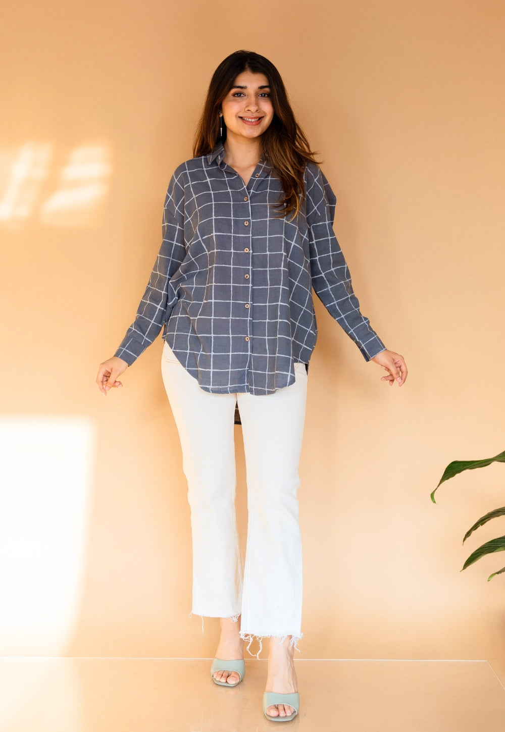Ruhi Grey Dabu Slub Cotton Shirt