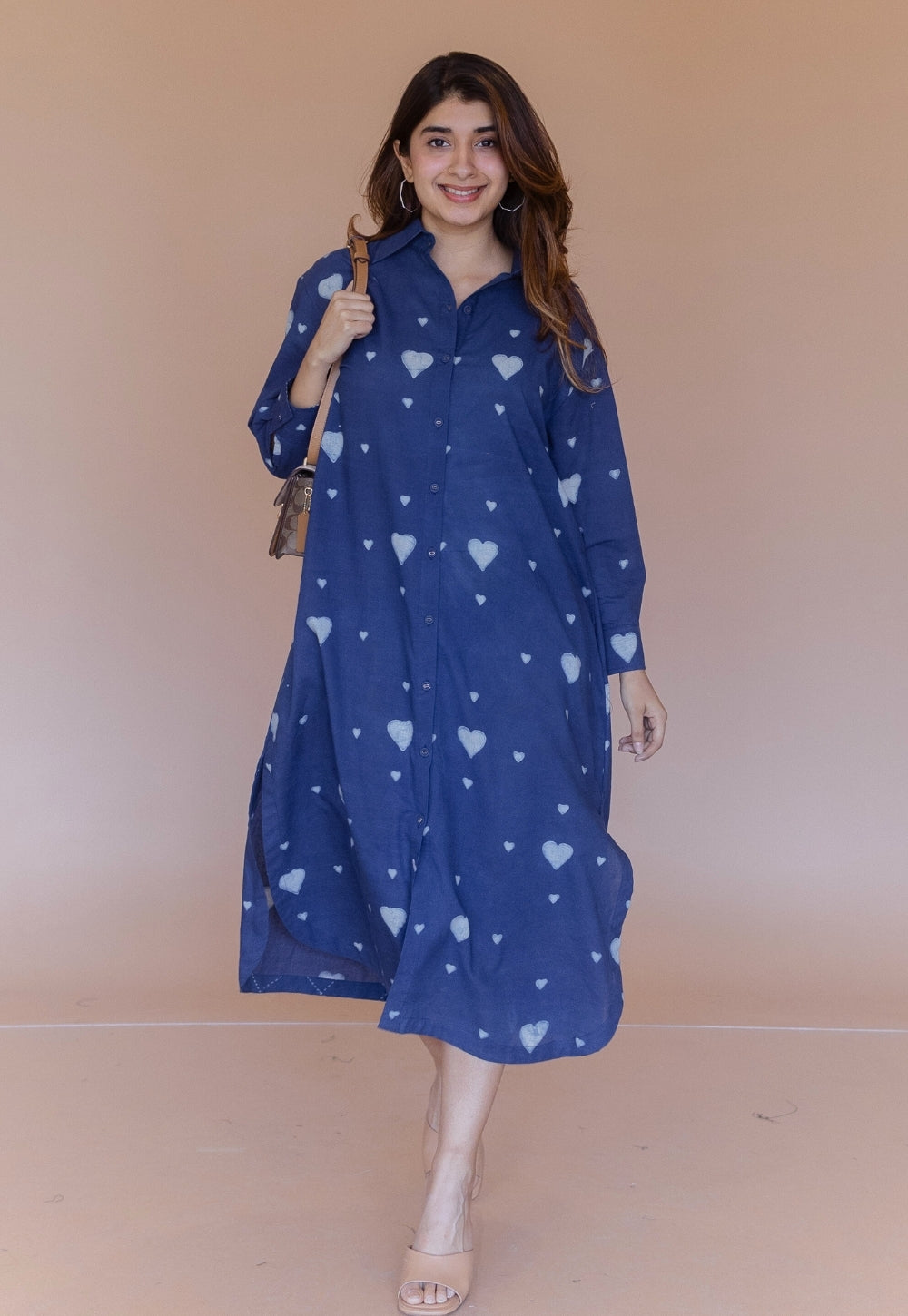 Samiyah Blue Dabu Cotton Shirt Dress