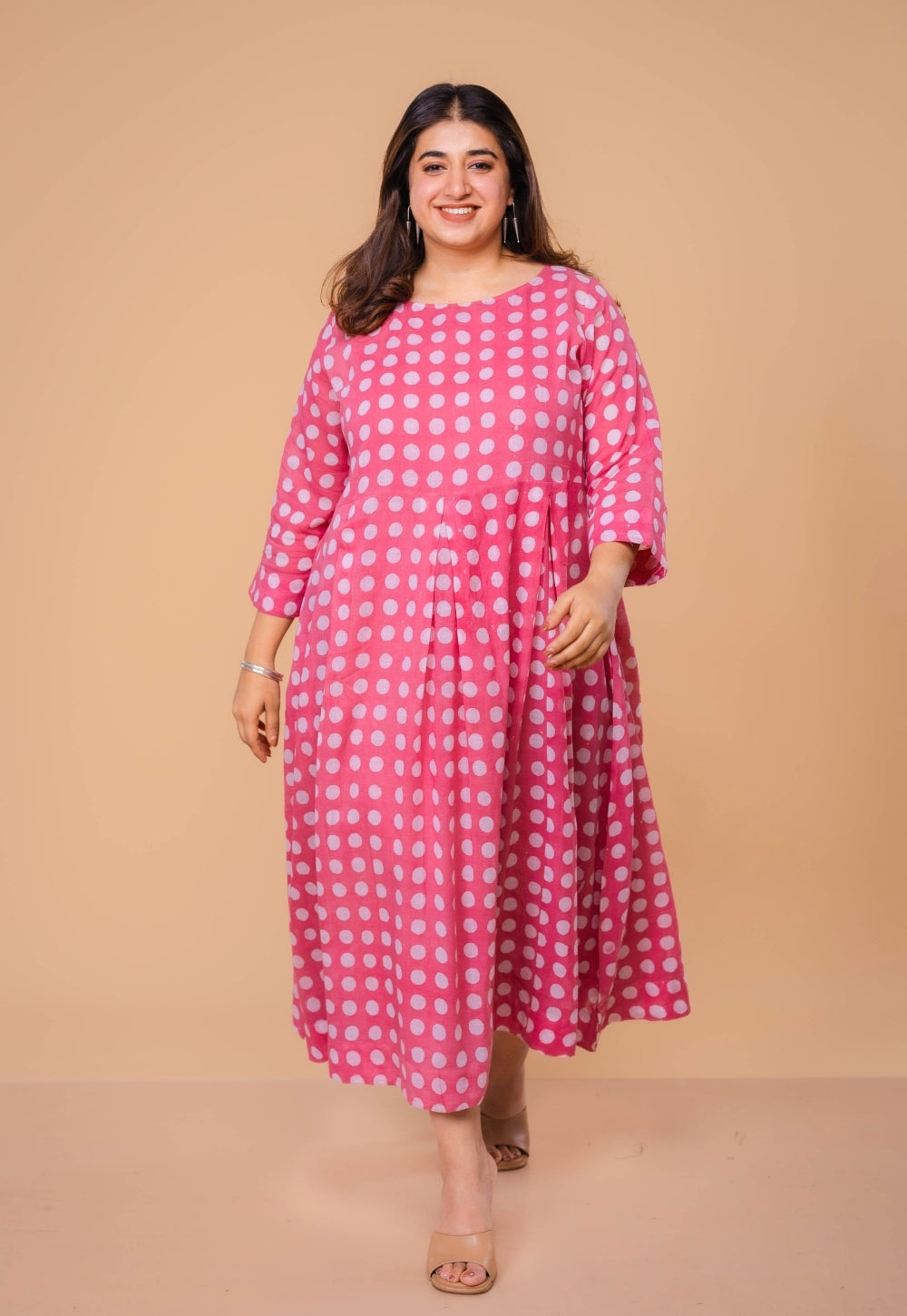 Fajar Pink Batik MulMul A Line Dress