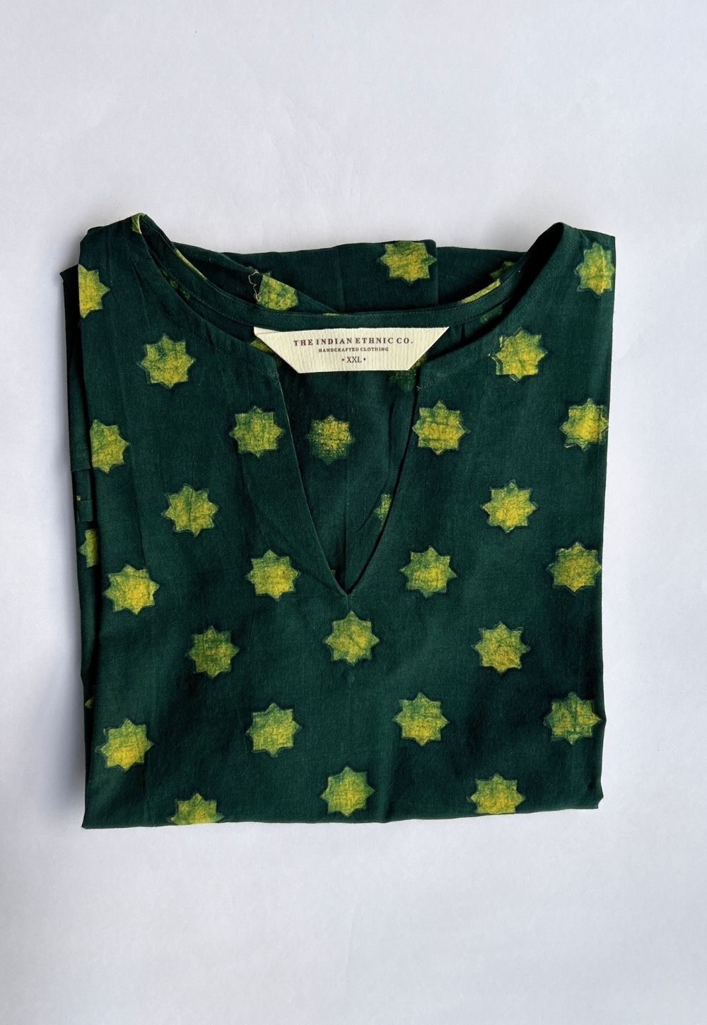Tapsi Green Dabu Cotton A Line Short Top