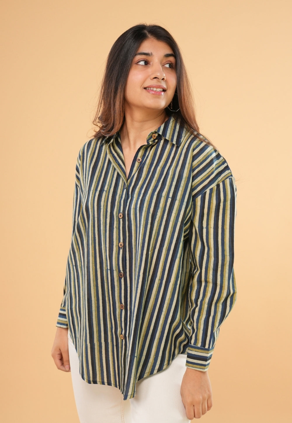 Ruhi Blue Ajrakh Cotton Straight Shirt