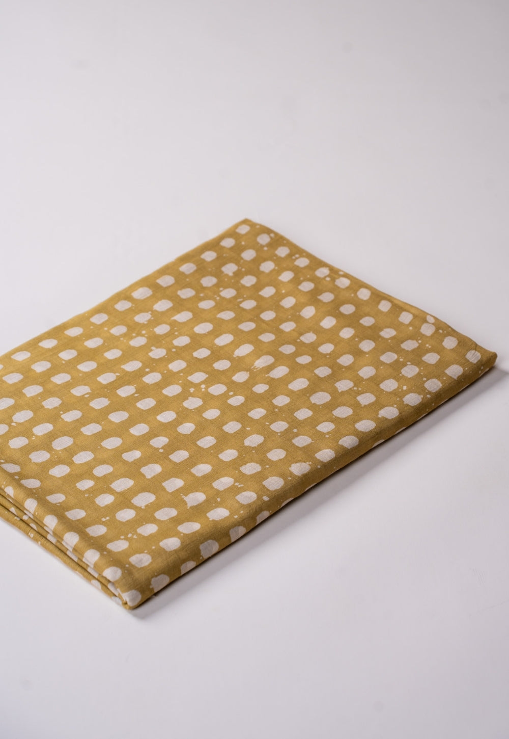 Green Dots Batik Handblock Printed Mul Fabric