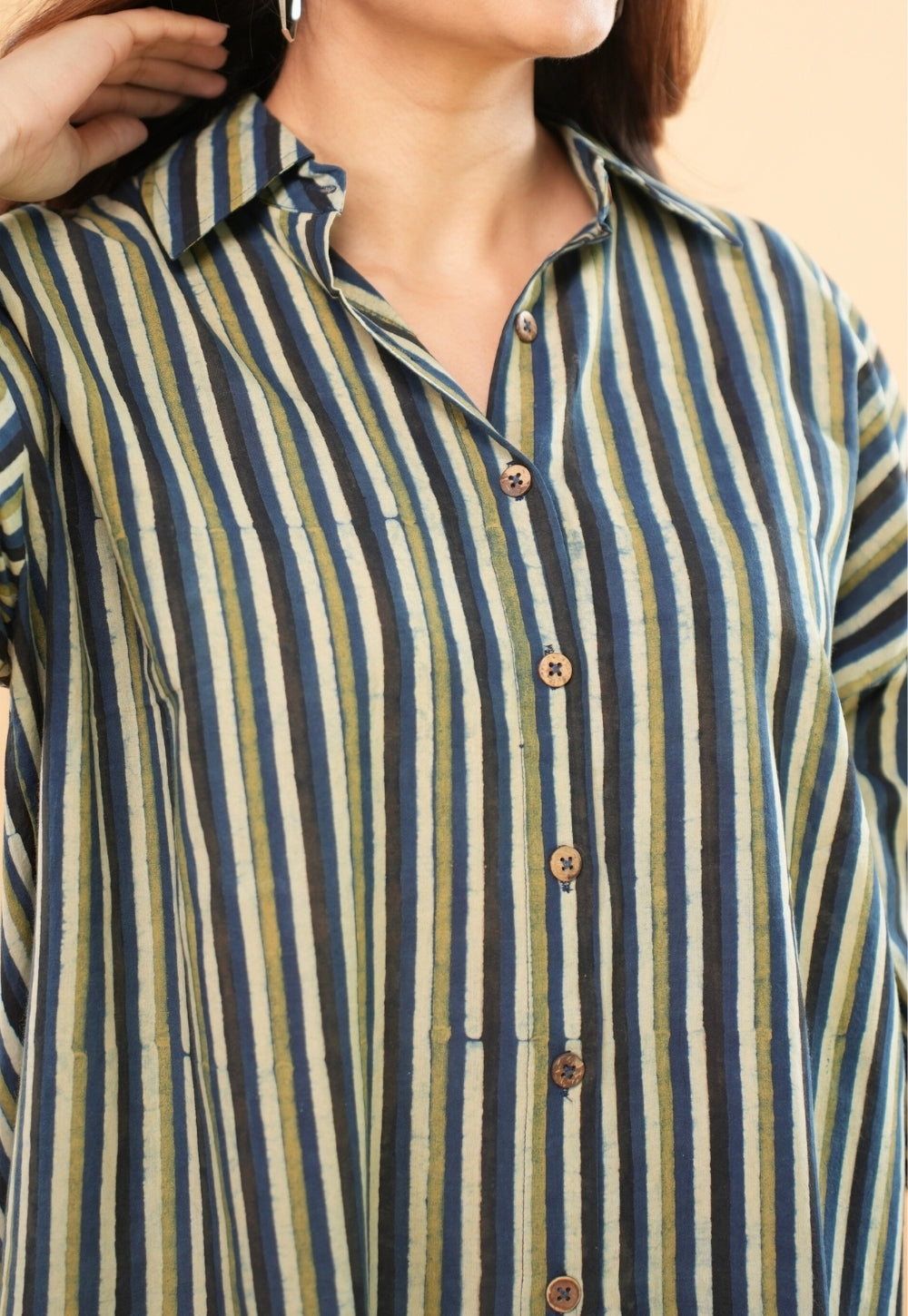 Ruhi Blue Ajrakh Cotton Straight Shirt