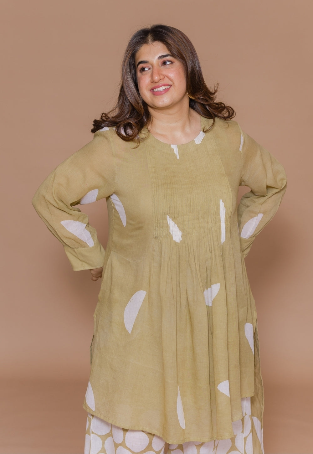 Yusra Green Batik MulMul Straight Kurta Set (Set of 2)