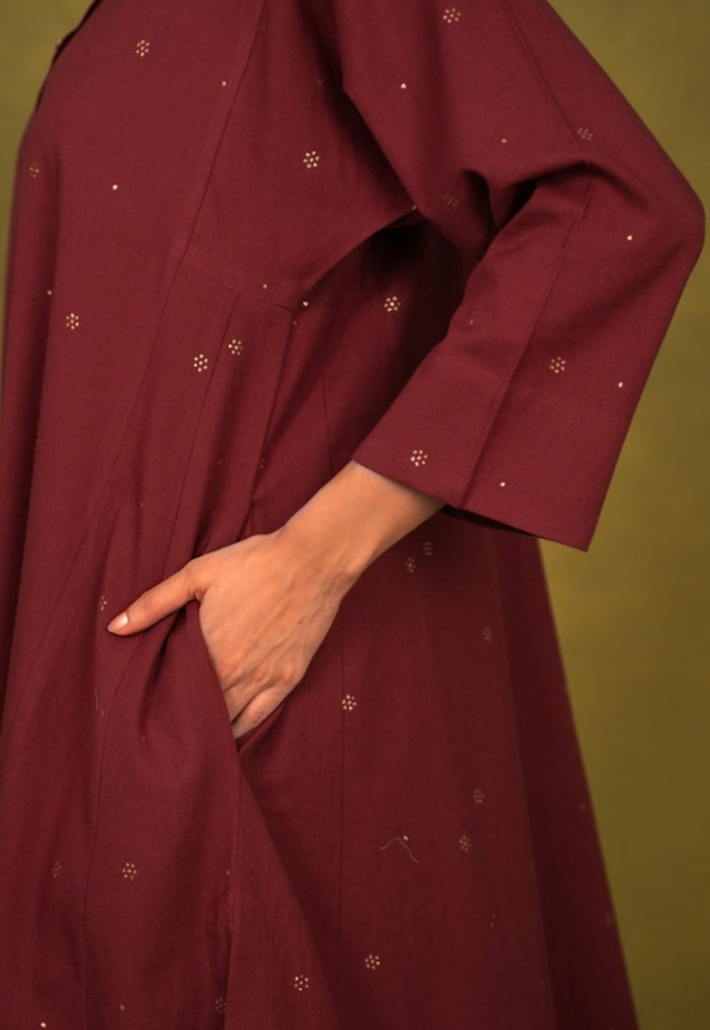 Alizah Maroon Rogan Handblock Printed Cotton Jhabbha Kali Suit Set (Set of 3)