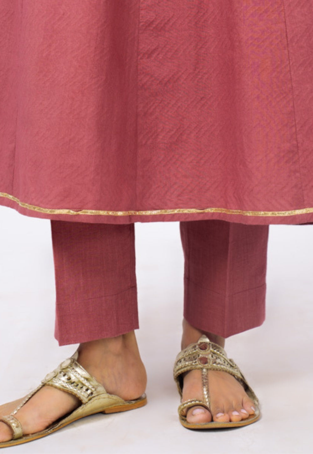 Kainat Pink Solid Cotton Kali Kurta Suit Set with Printed Dupatta (Set of 3)