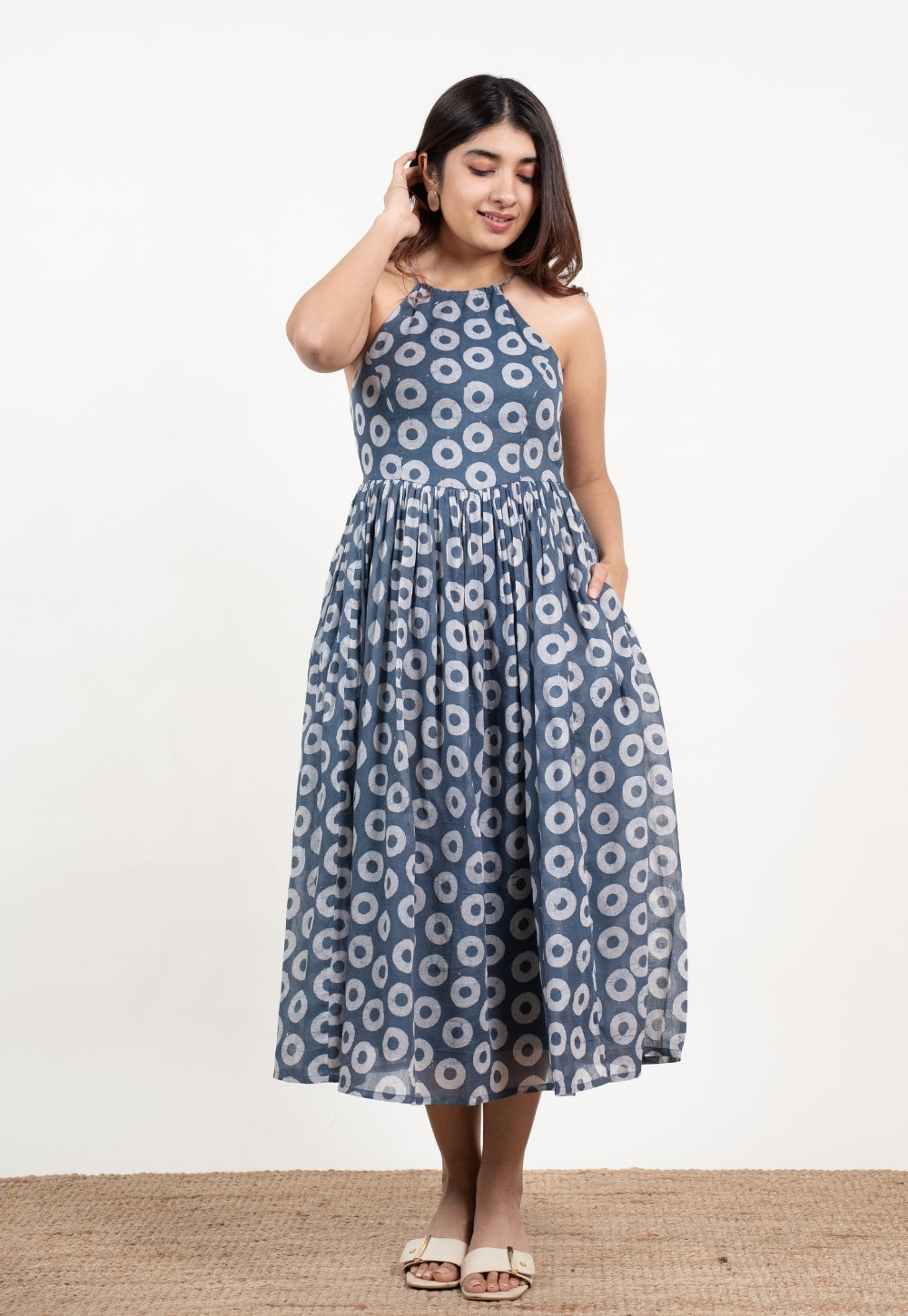 Zinal Blue Batik MulMul A Line Dress
