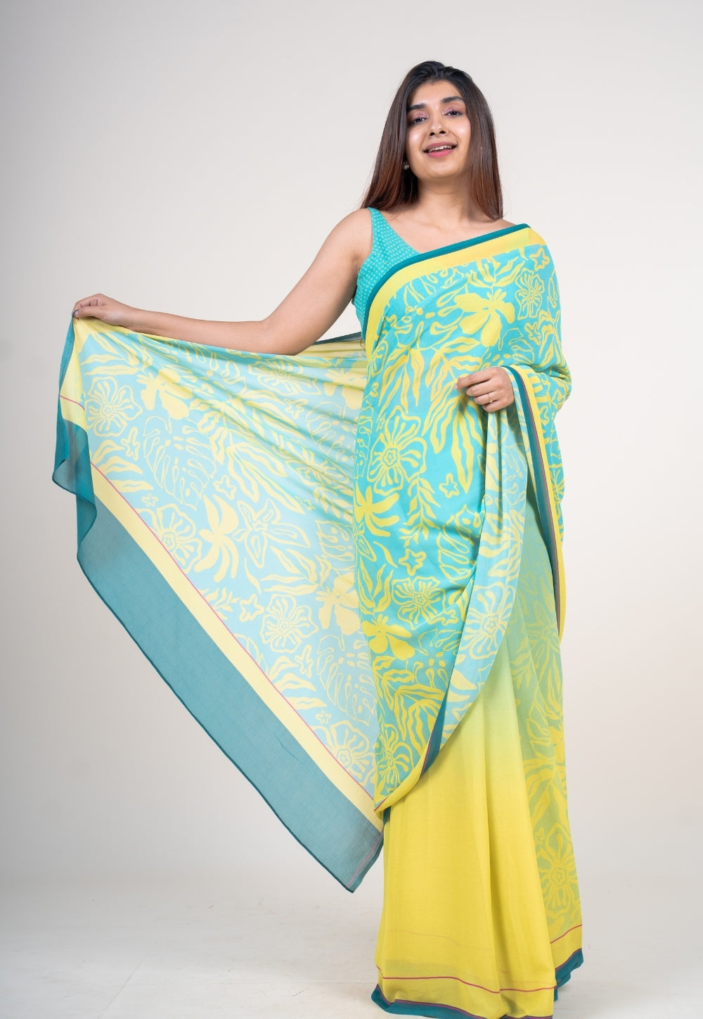 Mrinal Mint Green Georgette Printed Saree