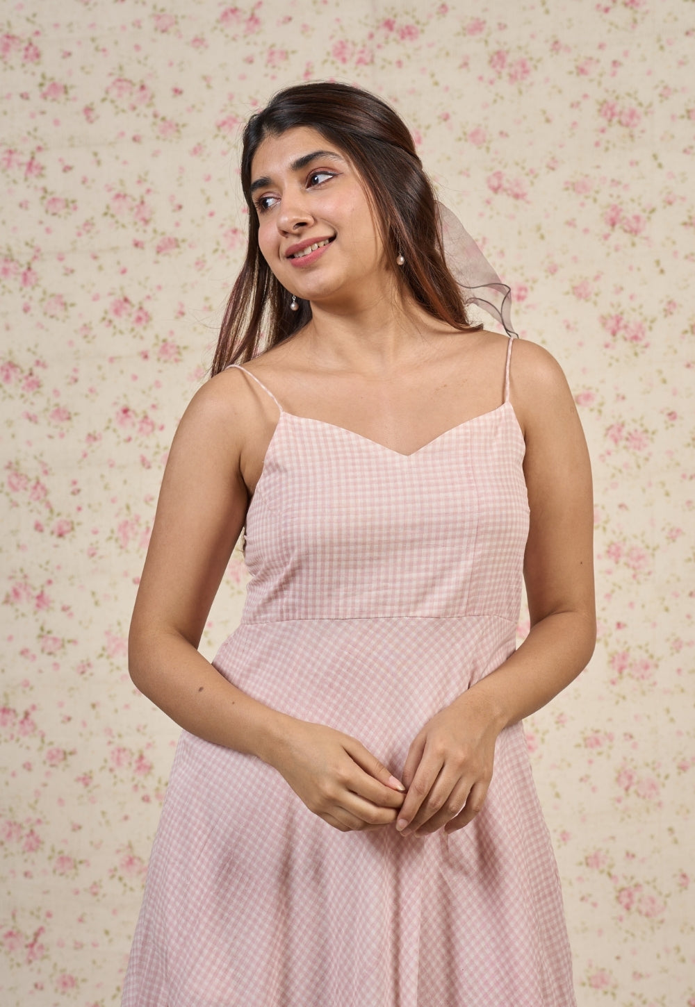 Eva Pink Sanganeri Mul Cotton A Line Dress
