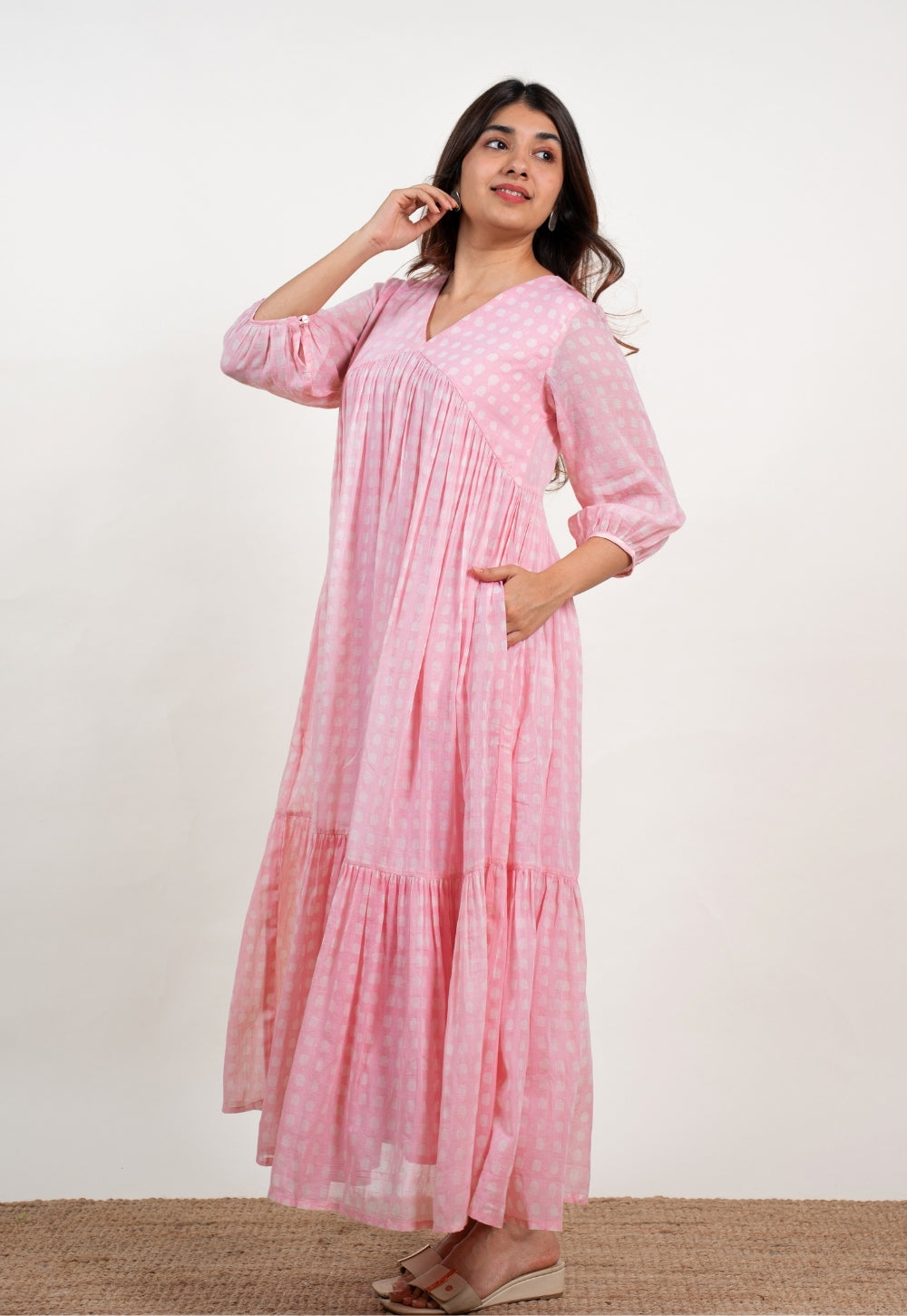 Alice Pink Batik MulMul A Line Dress
