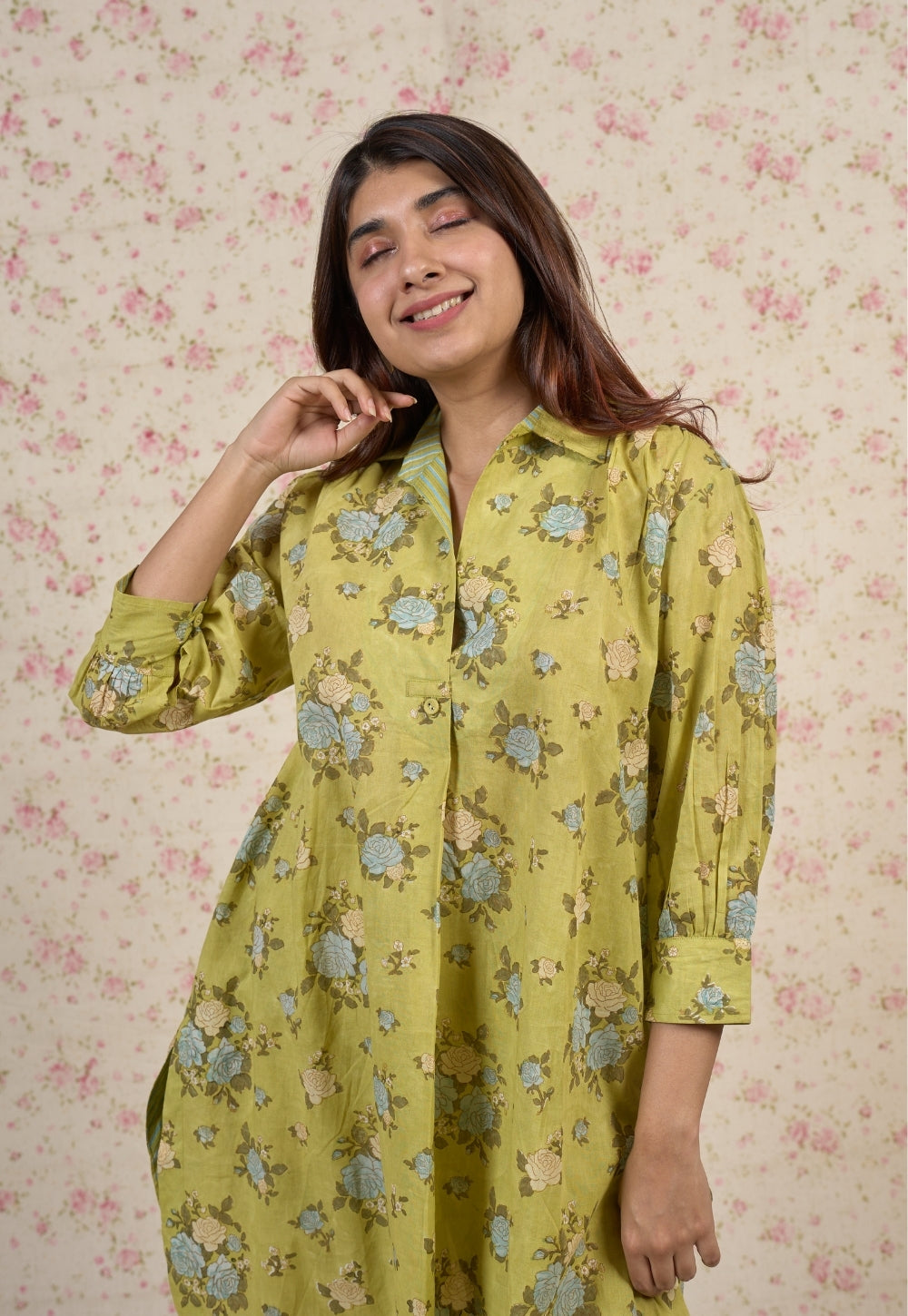 Grace Sanganeri Mul Cotton Straight Co-Ord Set