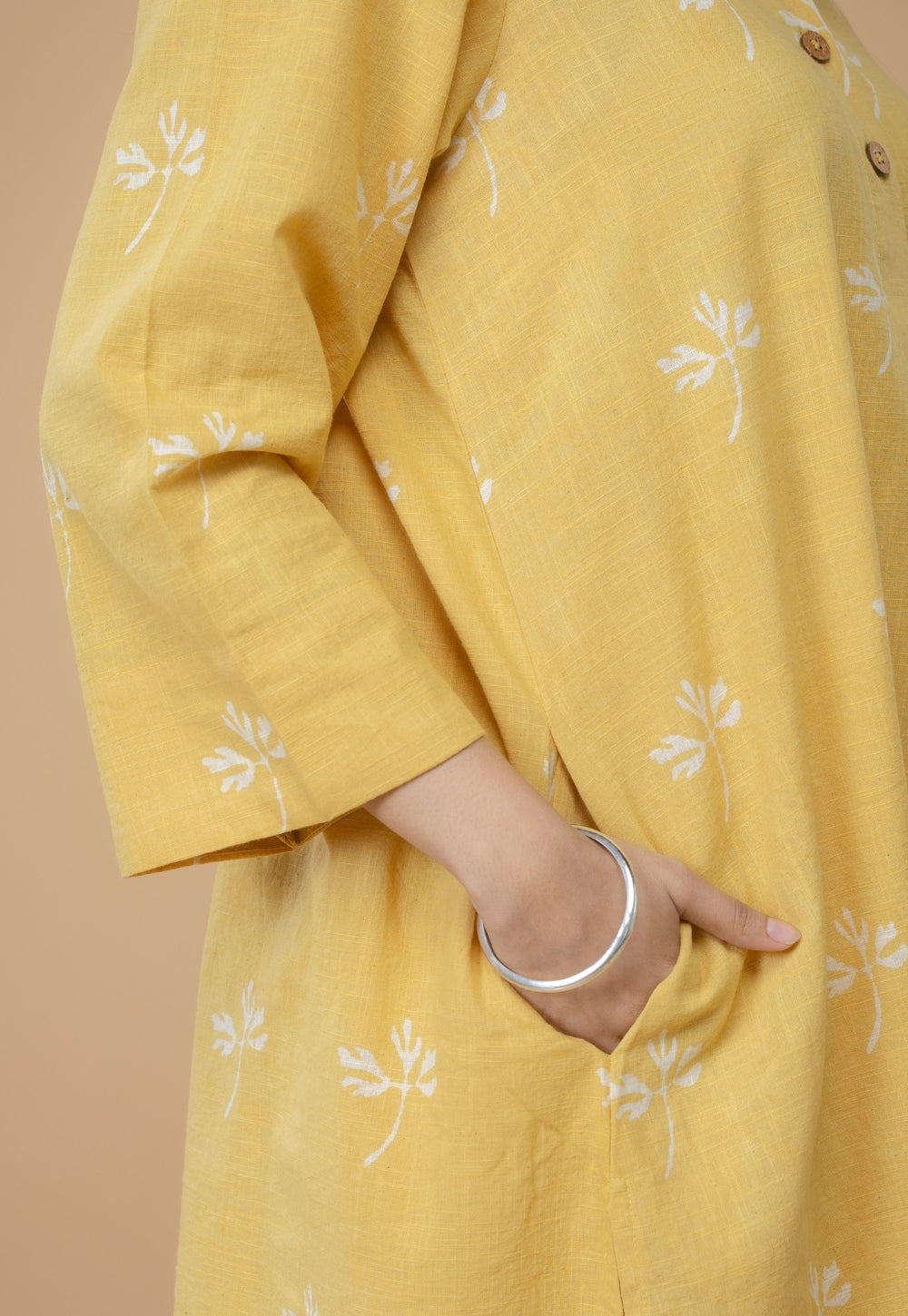 Ayaat Yellow Dabu Slub Cotton Anti-Fit Co-ord Set
