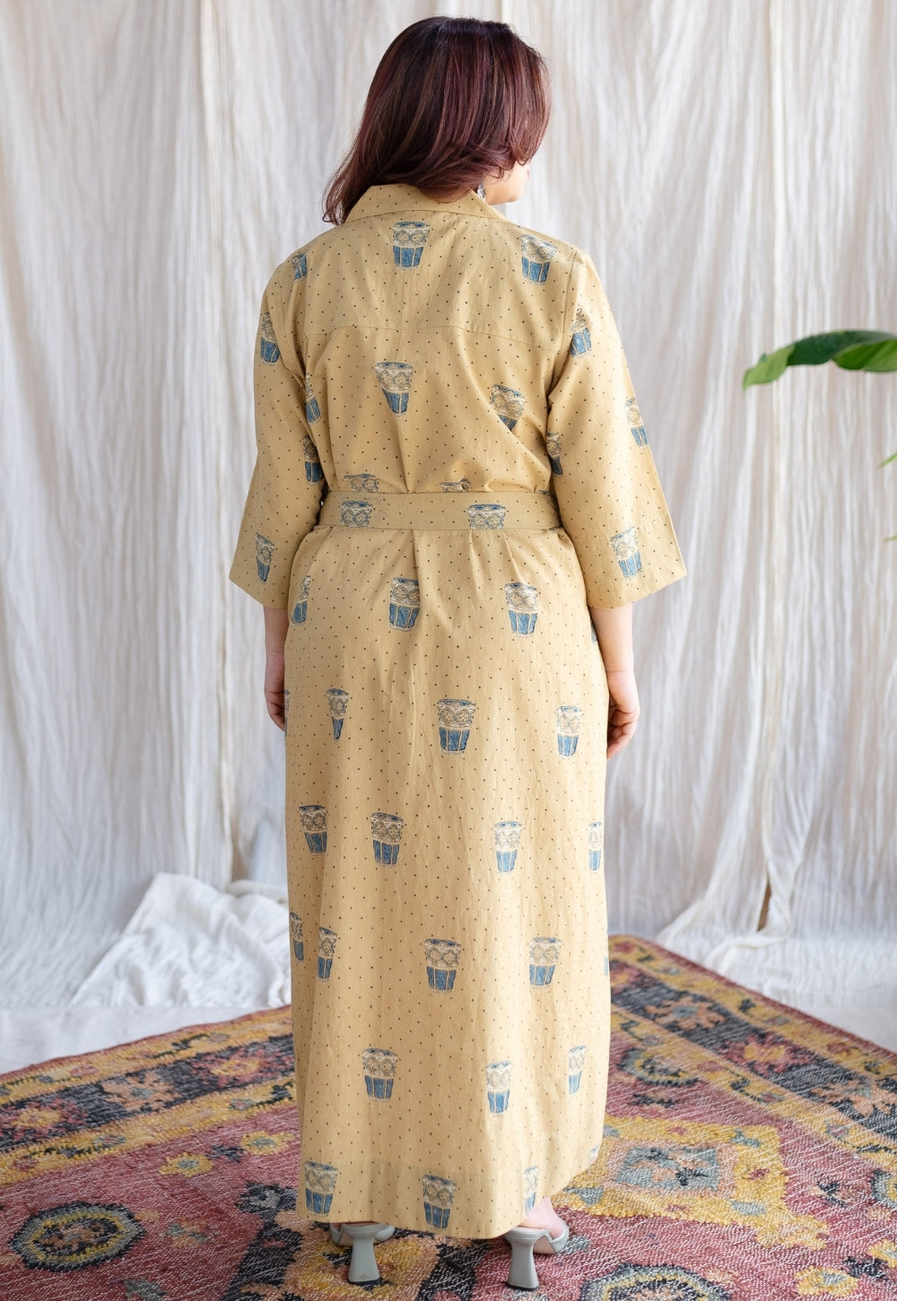 Bombay Irani Chai Ajrakh Cotton Hand Embroidered Dress