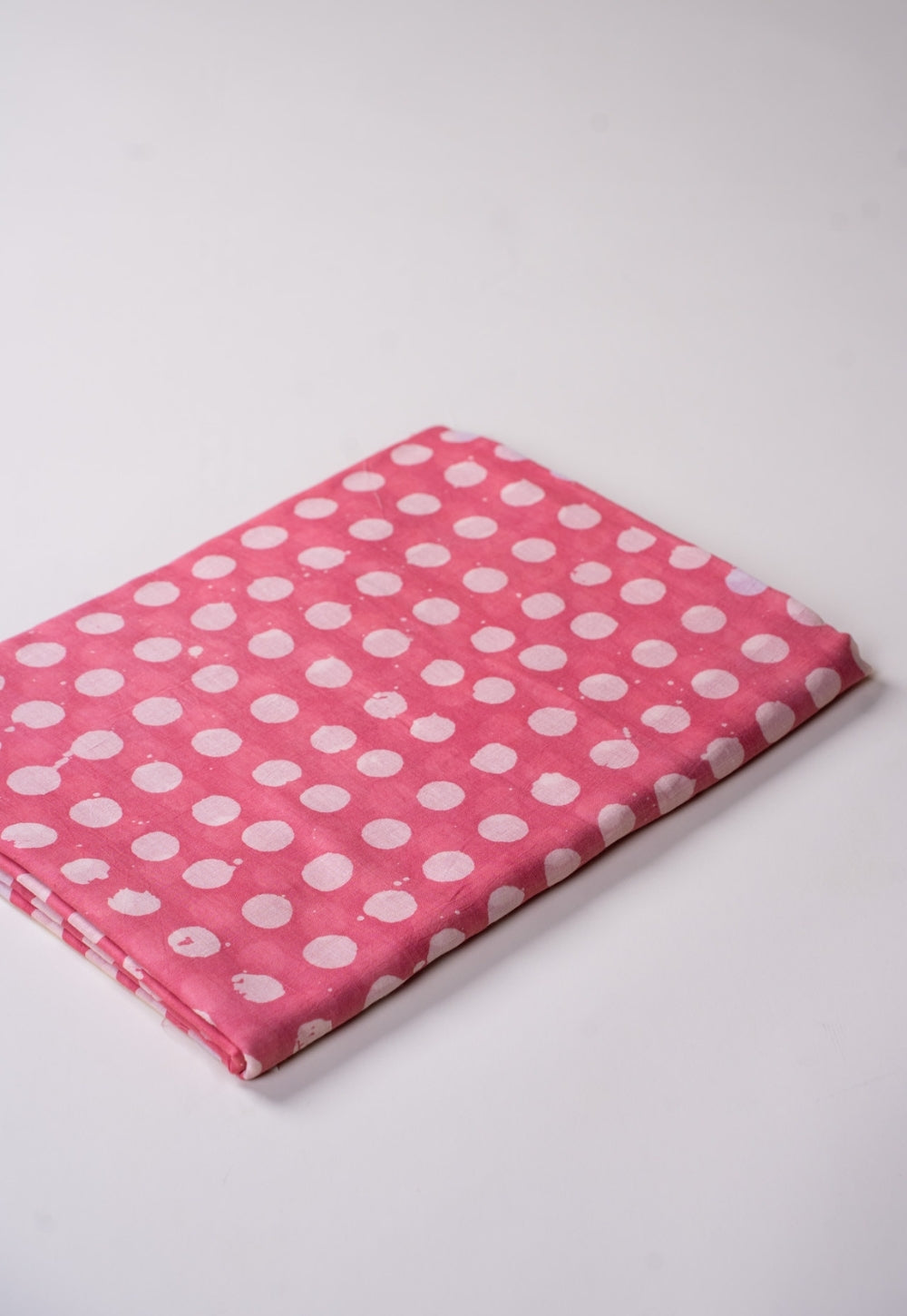Pink Polka Dots Batik Mul Fabric.