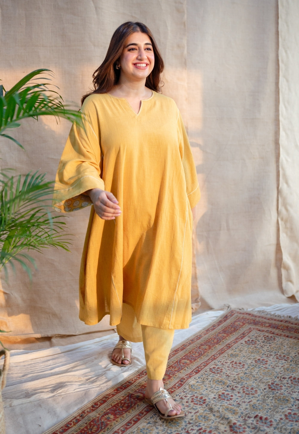 Nyra Slub Cotton Embroidered Jhabba Kali Kurta