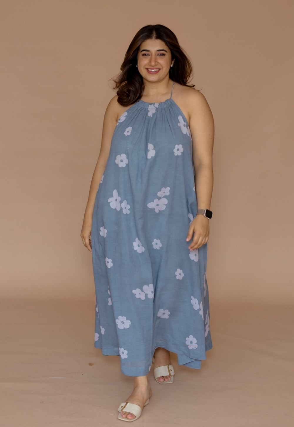 Zinal Blue Batik MulMul A Line Dress