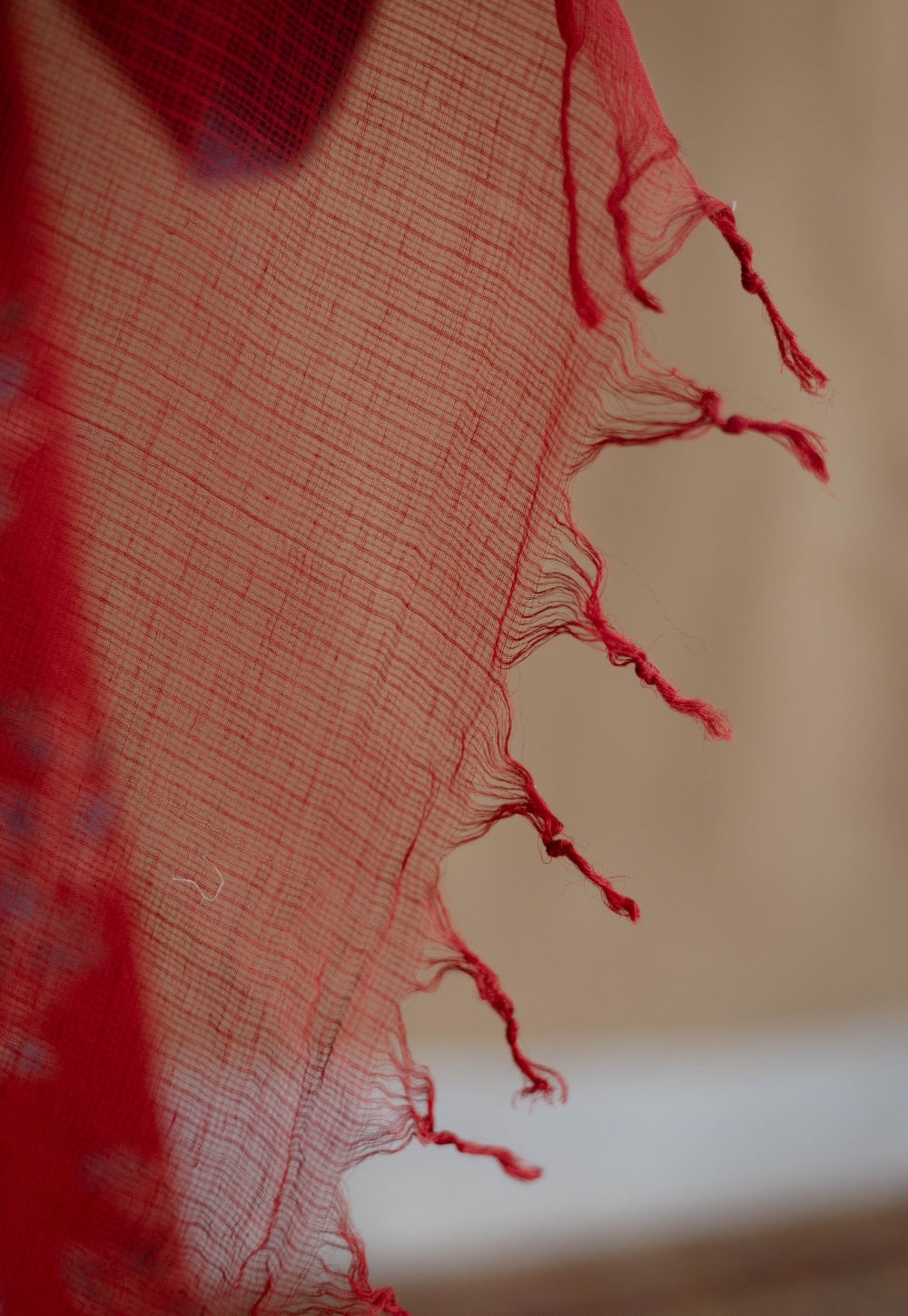 Red Solid Kota Doria Cotton Dupatta
