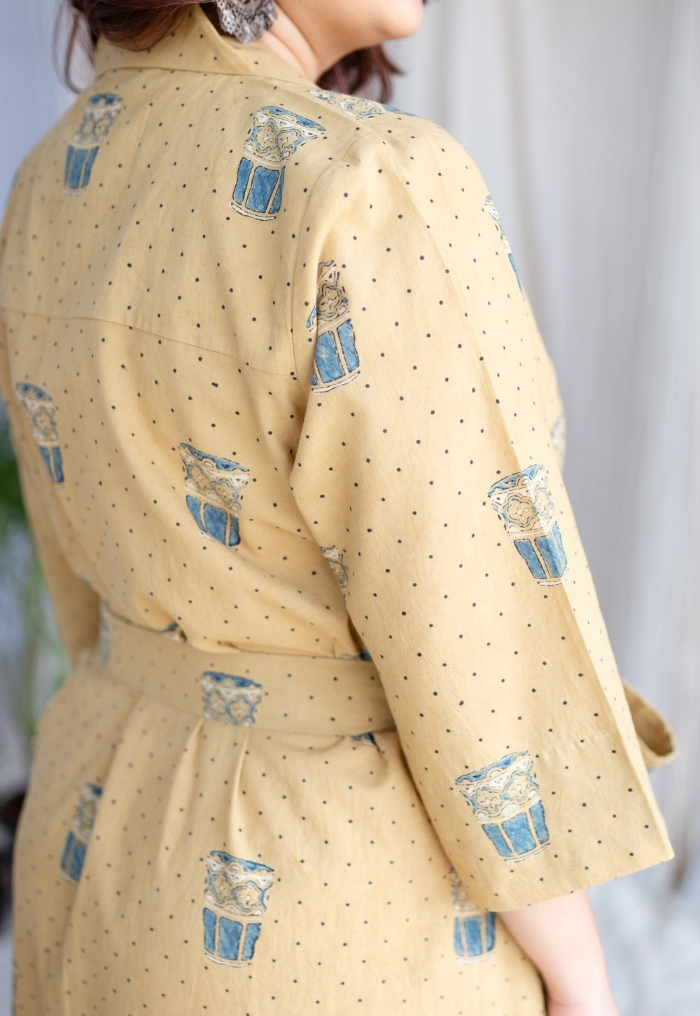 Bombay Irani Chai Ajrakh Cotton Hand Embroidered Dress